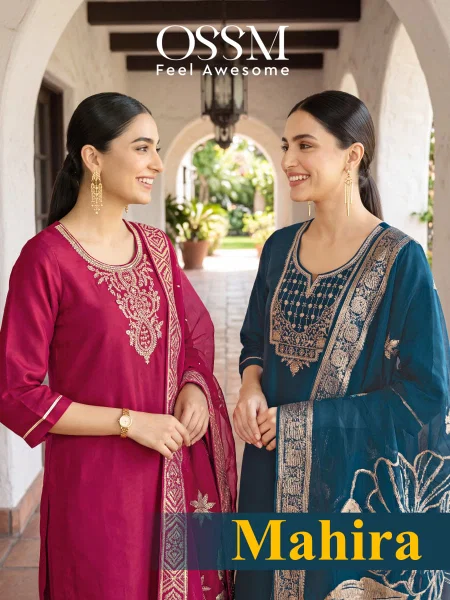 Mahira By Ossm Viscos Roman Glass Kurti With Bottom Dupatta